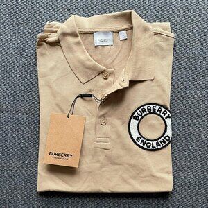 BURBERRY MEN'S BEIGE COLOR CASUAL POLO SHIRT MEDIUM